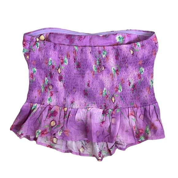 New Davi & Dani Lilac Floral Strapless Blouse XL - Picture 2 of 6